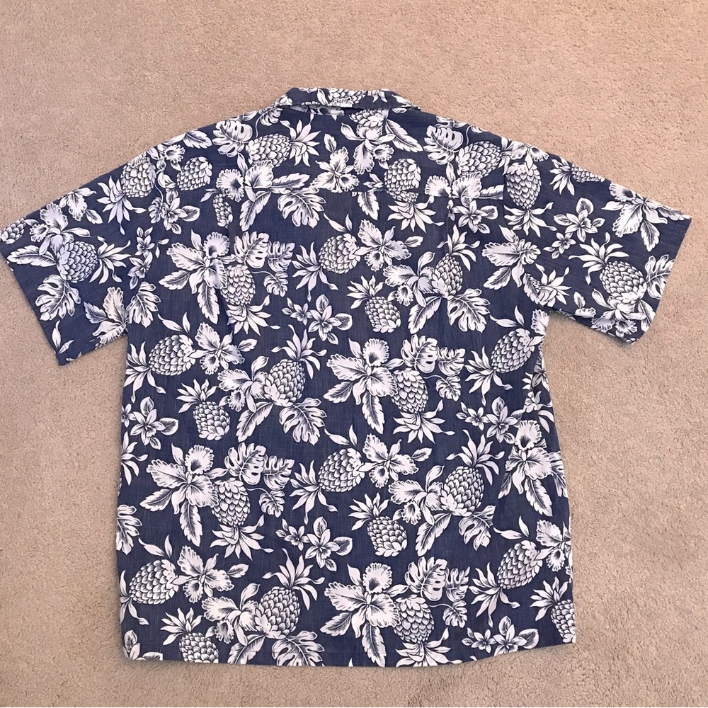 Evergreen Island Hawaiian Shirt Mens XL Blue White Pineapple Made In Hawaii Camp - Picture 3 of 9